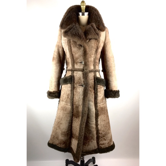 Vintage Jackets & Blazers - 1960s long shearling A-line fitted Penny Lane coat